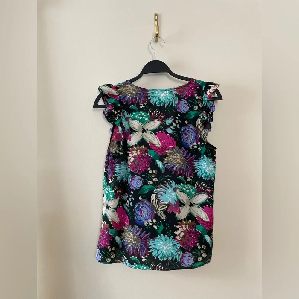 J. CREW Floral Cottagecore Printed Sleeveless Ruffle V-Neck Tank Top Size 8
